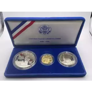 1886-1986 US Mint Commemorative Proof Set - $5 Gold, $1 Silver, $0.50 Silver (2)