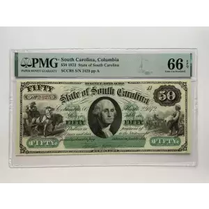 South Carolina Columbia Colonial Currency $50 PMG 66 EPQ