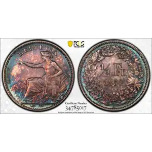 Switzerland 1/2 Frank Seated Helvectia